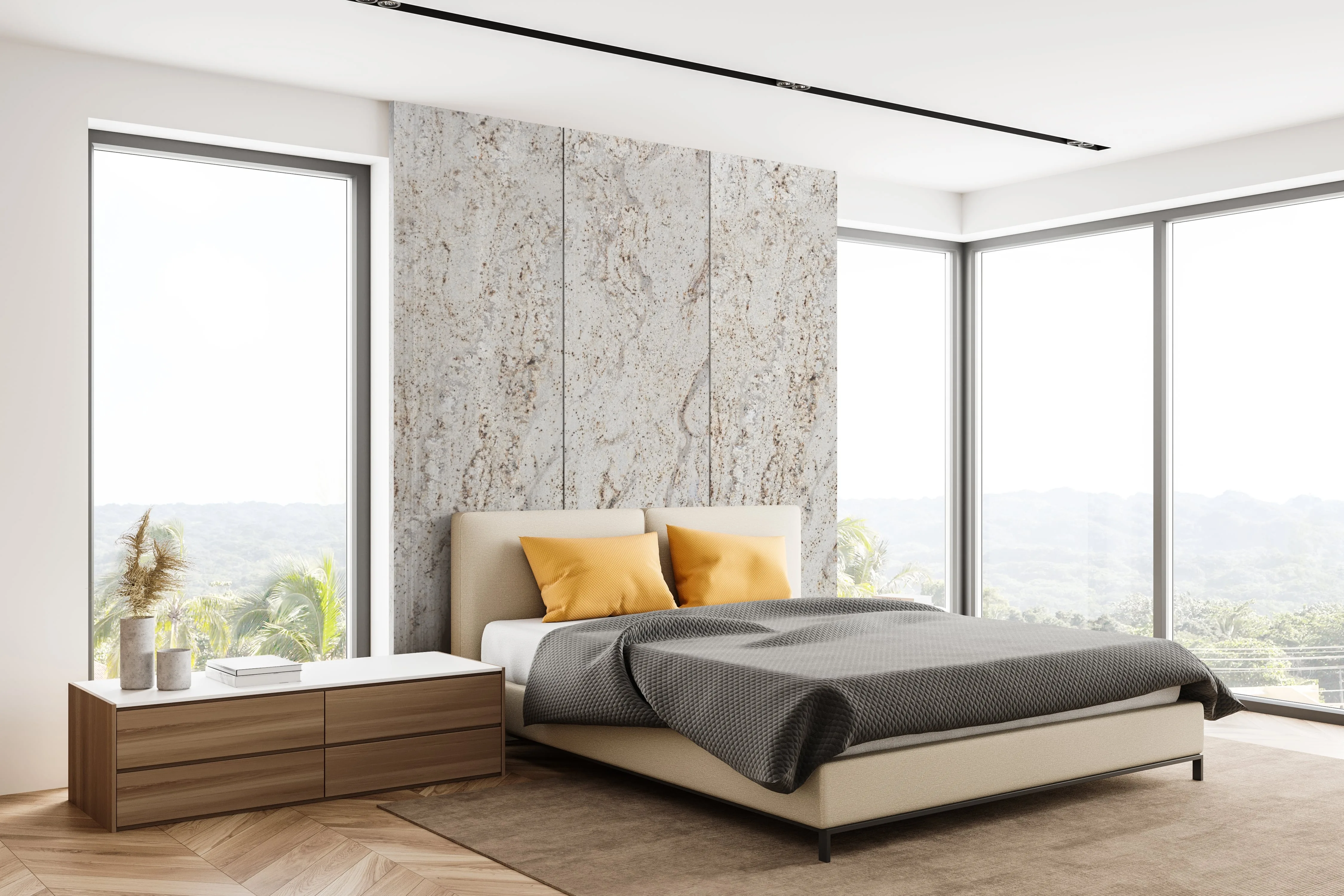 Aplicação com granito Siena Beige em ambiente interno